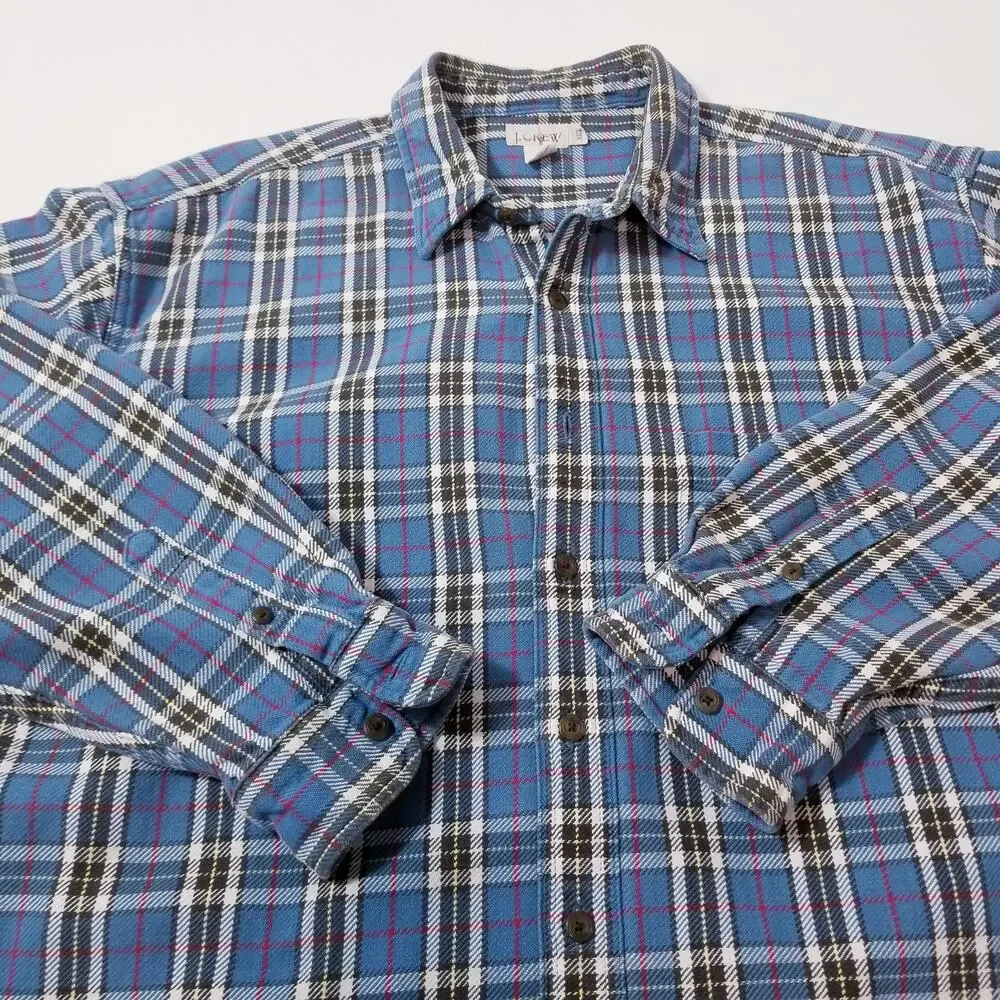 Vintage J. Crew 100% Cotton Plaid Collared Shacket Casual Long Sleeves Shirt